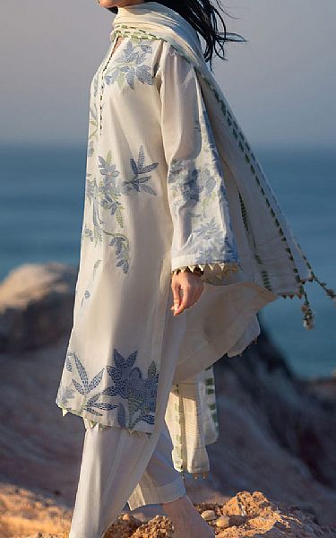 Gul Ahmed Off White Jacquard Suit | Pakistani Lawn Dress in USA- Image 2