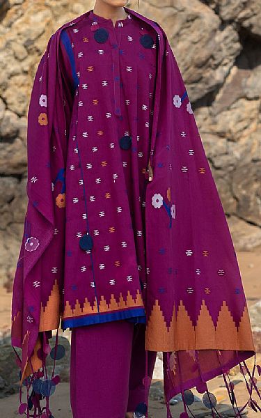 Gul Ahmed Eggplant Jacquard Suit | Pakistani Lawn Dress in USA- Image 1