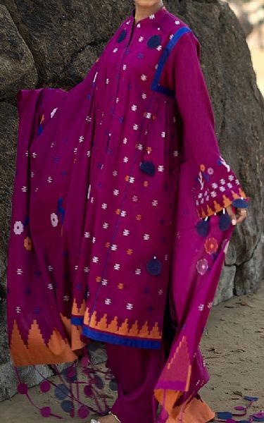 Gul Ahmed Eggplant Jacquard Suit | Pakistani Lawn Dress in USA- Image 2