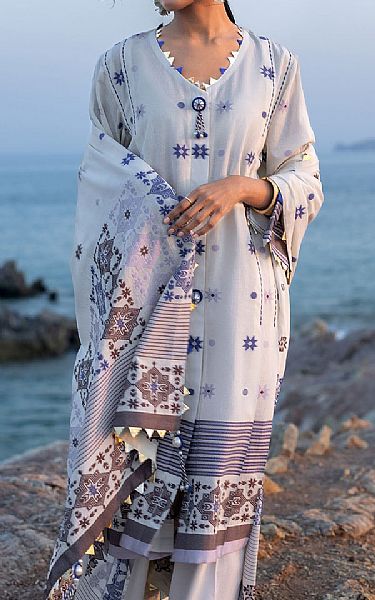 Gul Ahmed Off White Jacquard Suit | Pakistani Lawn Dress in USA- Image 1