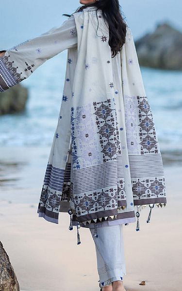 Gul Ahmed Off White Jacquard Suit | Pakistani Lawn Dress in USA- Image 2