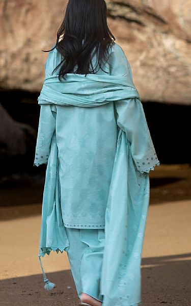 Gul Ahmed Turquoise Jacquard Suit | Pakistani Lawn Dress in USA- Image 2