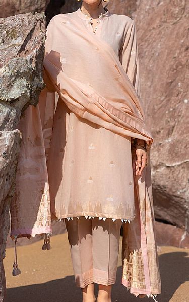 Gul Ahmed Light Peach Jacquard Suit | Pakistani Lawn Dress in USA- Image 1