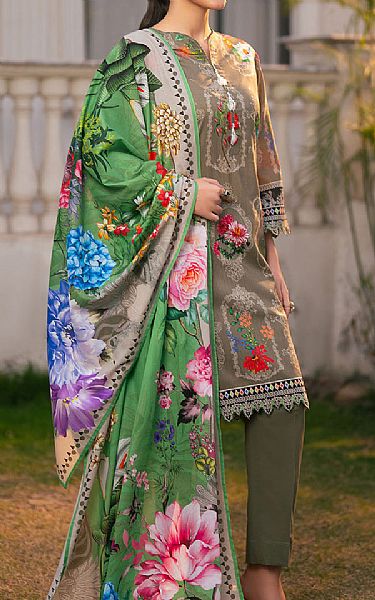 Gul Ahmed Dark Beige Cross Hatch Suit | Pakistani Lawn Dress in USA- Image 1