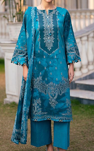 Gul Ahmed Turquoise Cross Hatch Suit | Pakistani Lawn Dress in USA- Image 1