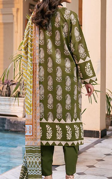 Gul Ahmed Olive Green Cross Hatch Suit | Pakistani Lawn Dress in USA- Image 2