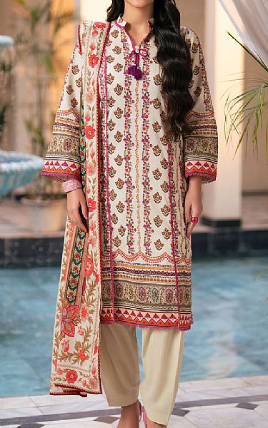 Gul Ahmed Ivory Cross Hatch Suit | Pakistani Lawn Dress in USA- Image 1