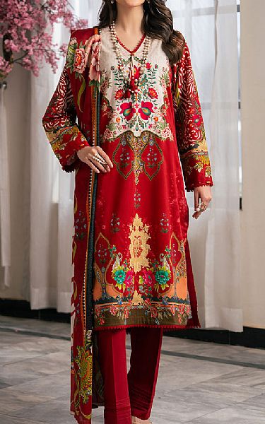 Gul Ahmed Scarlet Cross Hatch Suit | Pakistani Lawn Dress in USA- Image 1
