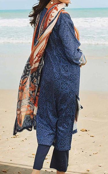 Gul Ahmed Mustard/Blue Corduroy Suit | Pakistani Winter Dresses- Image 2