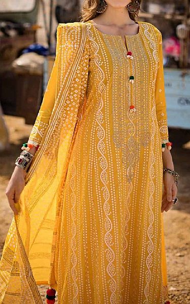 Gul Ahmed Mustard Lawn Suit | Pakistani Lawn Suits- Image 2