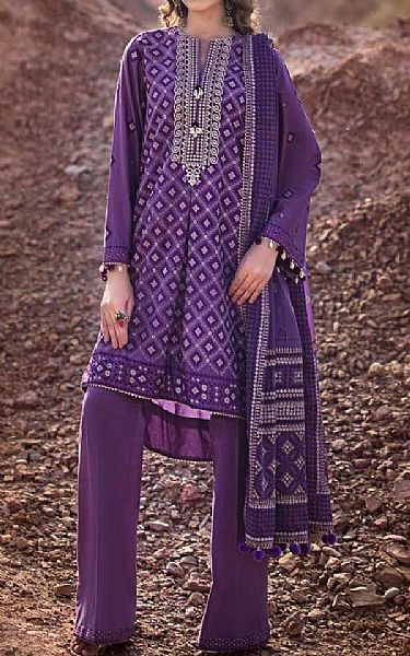 Gul Ahmed Purple Lawn Suit | Pakistani Lawn Suits- Image 1