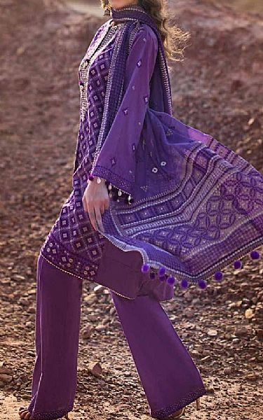 Gul Ahmed Purple Lawn Suit | Pakistani Lawn Dress in USA- Image 2