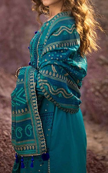 Gul Ahmed Teal Lawn Suit | Pakistani Lawn Suits- Image 2