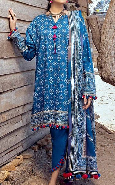 Gul Ahmed Blue Lawn Suit | Pakistani Lawn Suits- Image 1