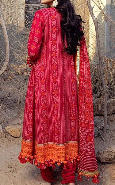 Gul Ahmed Rose Red Lawn Suit | Pakistani Lawn Suits- Image 2