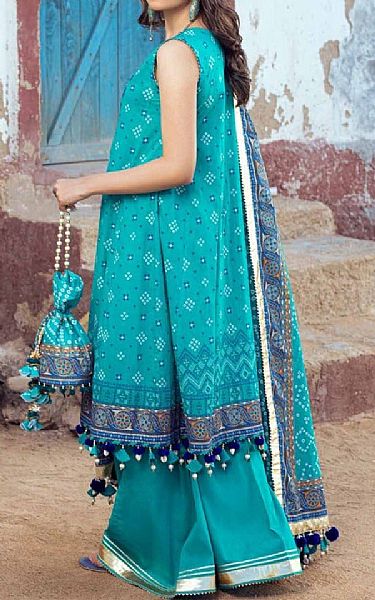 Gul Ahmed Turquoise Lawn Suit | Pakistani Lawn Suits- Image 2