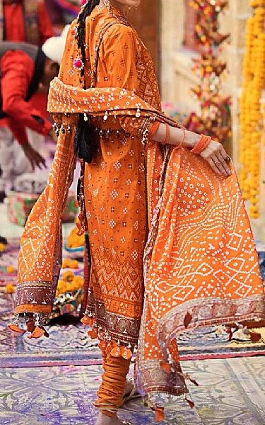 Gul Ahmed Orange Lawn Suit | Pakistani Lawn Suits- Image 2