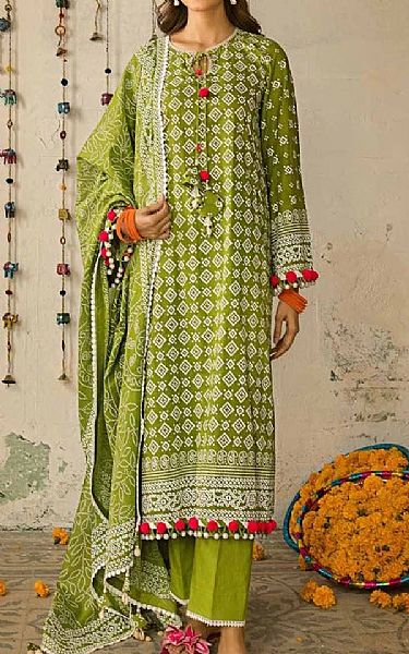 Gul Ahmed Murky Green Lawn Suit | Pakistani Lawn Suits- Image 1