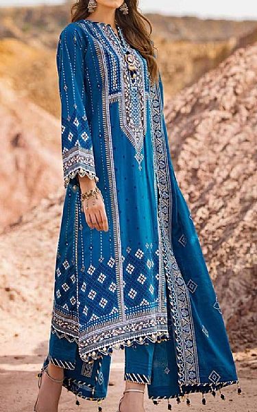 Gul Ahmed Denim Blue Lawn Suit | Pakistani Lawn Suits- Image 1