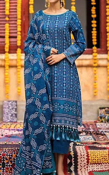 Gul Ahmed Blue Lawn Suit | Pakistani Lawn Suits- Image 1