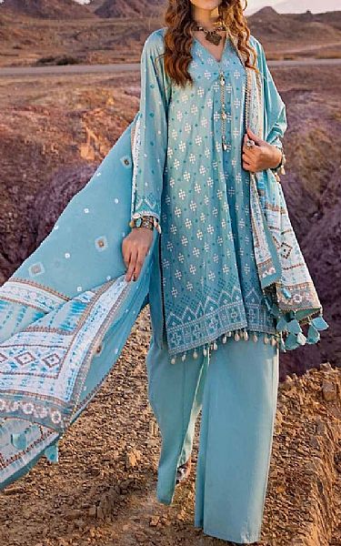 Gul Ahmed Moonstone Blue Lawn Suit | Pakistani Lawn Suits- Image 1