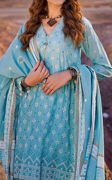 Gul Ahmed Moonstone Blue Lawn Suit | Pakistani Lawn Suits- Image 2