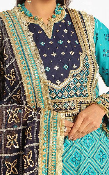 Gul Ahmed Fountain Blue Lawn Suit | Pakistani Lawn Dress in USA- Image 2
