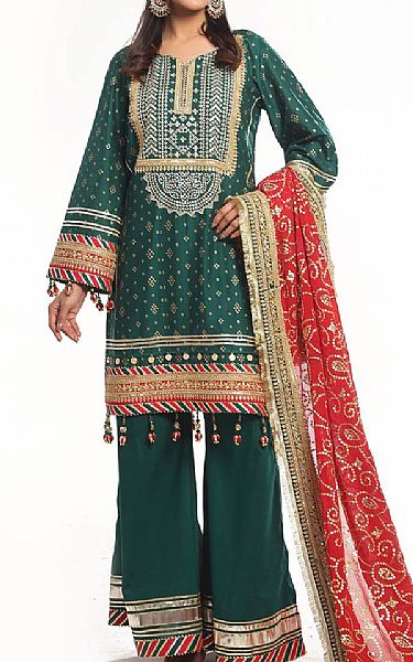 Gul Ahmed Gable Green Lawn Suit | Pakistani Lawn Dress in USA- Image 1