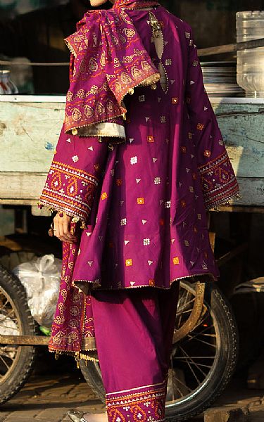 Gul Ahmed Dark Pink Lawn Suit | Pakistani Lawn Dress in USA- Image 2