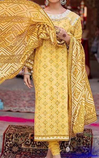 Gul Ahmed Yellow Lawn Suit | Pakistani Lawn Dress in USA- Image 1