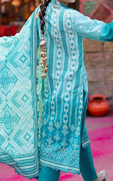 Gul Ahmed Fountain Blue Lawn Suit | Pakistani Lawn Dress in USA- Image 2