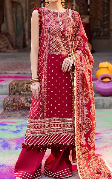 Gul Ahmed Red Lawn Suit | Pakistani Lawn Dress in USA- Image 1