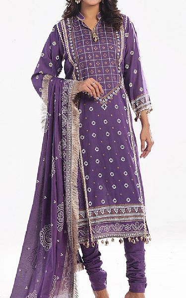 Gul Ahmed Viola Purple Lawn Suit | Pakistani Lawn Dress in USA- Image 1