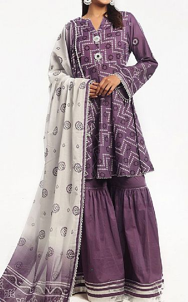 Gul Ahmed Faded Purple Lawn Suit | Pakistani Lawn Dress in USA- Image 1