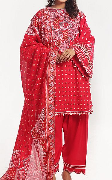 Gul Ahmed Red Lawn Suit | Pakistani Lawn Dress in USA- Image 1