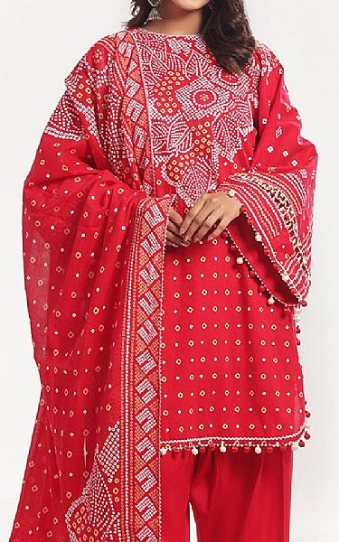 Gul Ahmed Red Lawn Suit | Pakistani Lawn Dress in USA- Image 2