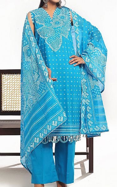 Gul Ahmed Turquoise Lawn Suit | Pakistani Lawn Dress in USA- Image 1