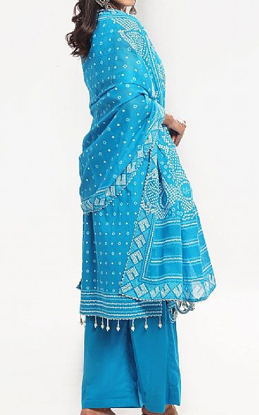 Gul Ahmed Turquoise Lawn Suit | Pakistani Lawn Dress in USA- Image 2