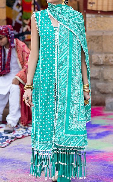 Gul Ahmed Sea Green Lawn Suit | Pakistani Lawn Dress in USA- Image 1