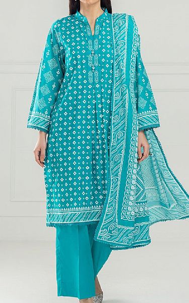 Gul Ahmed Pacific Blue Lawn Suit | Pakistani Lawn Dress in USA- Image 1