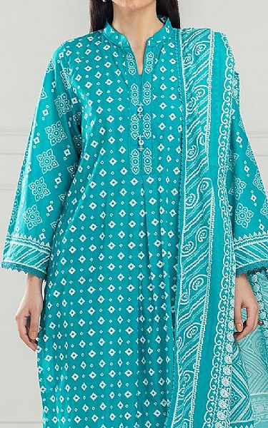 Gul Ahmed Pacific Blue Lawn Suit | Pakistani Lawn Dress in USA- Image 2