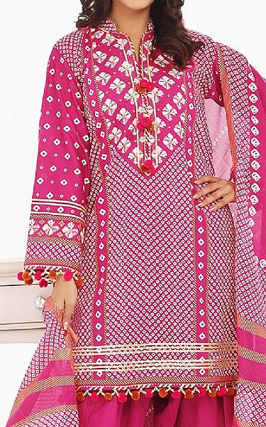 Gul Ahmed Deep Cerise Lawn Suit | Pakistani Lawn Dress in USA- Image 2