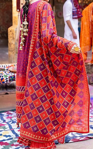 Gul Ahmed Raspberry Rose Lawn Suit | Pakistani Lawn Dress in USA- Image 2