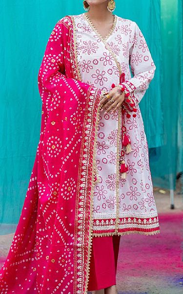 Gul Ahmed Off White/Pink Lawn Suit | Pakistani Lawn Dress in USA- Image 1