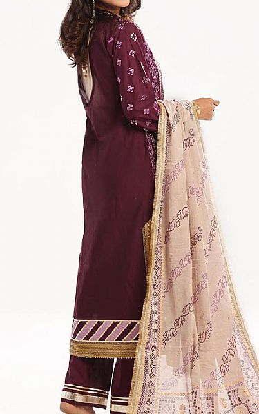 Gul Ahmed Wine Berry Lawn Suit | Pakistani Lawn Dress in USA- Image 2