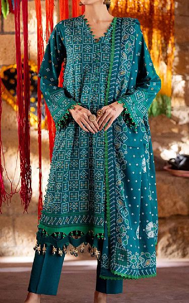 Gul Ahmed Teal Lawn Suit | Pakistani Lawn Dress in USA- Image 1