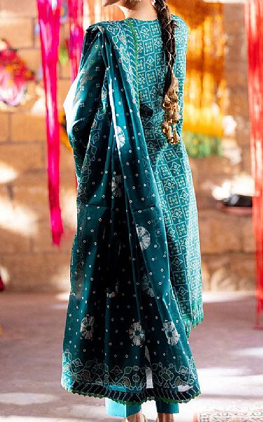 Gul Ahmed Teal Lawn Suit | Pakistani Lawn Dress in USA- Image 2