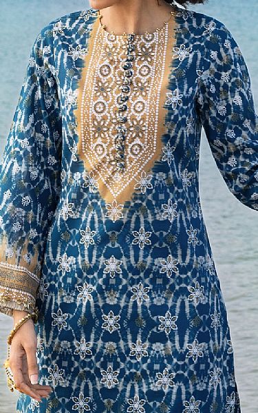Gul Ahmed Blue/Off White Lawn Suit | Pakistani Lawn Dress in USA- Image 2