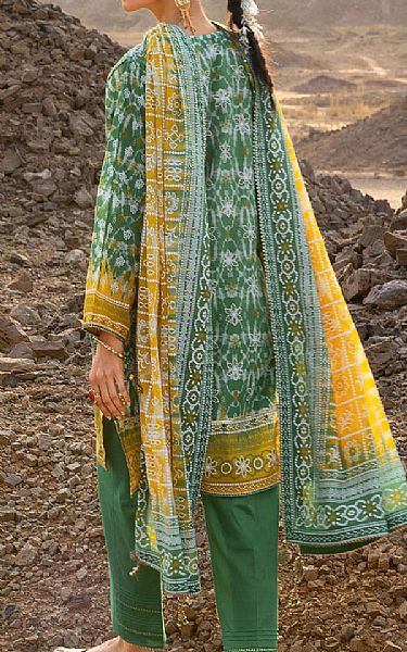 Gul Ahmed Green/Off White Lawn Suit | Pakistani Lawn Dress in USA- Image 2