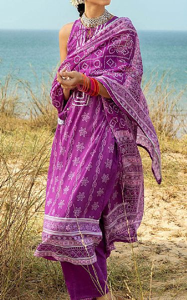 Gul Ahmed Warm Purple Lawn Suit | Pakistani Lawn Dress in USA- Image 2